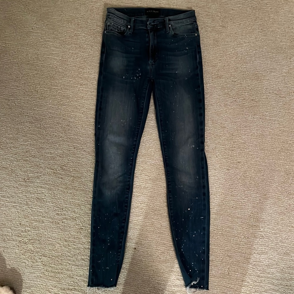 Skinny jeans with shiny splatter paint